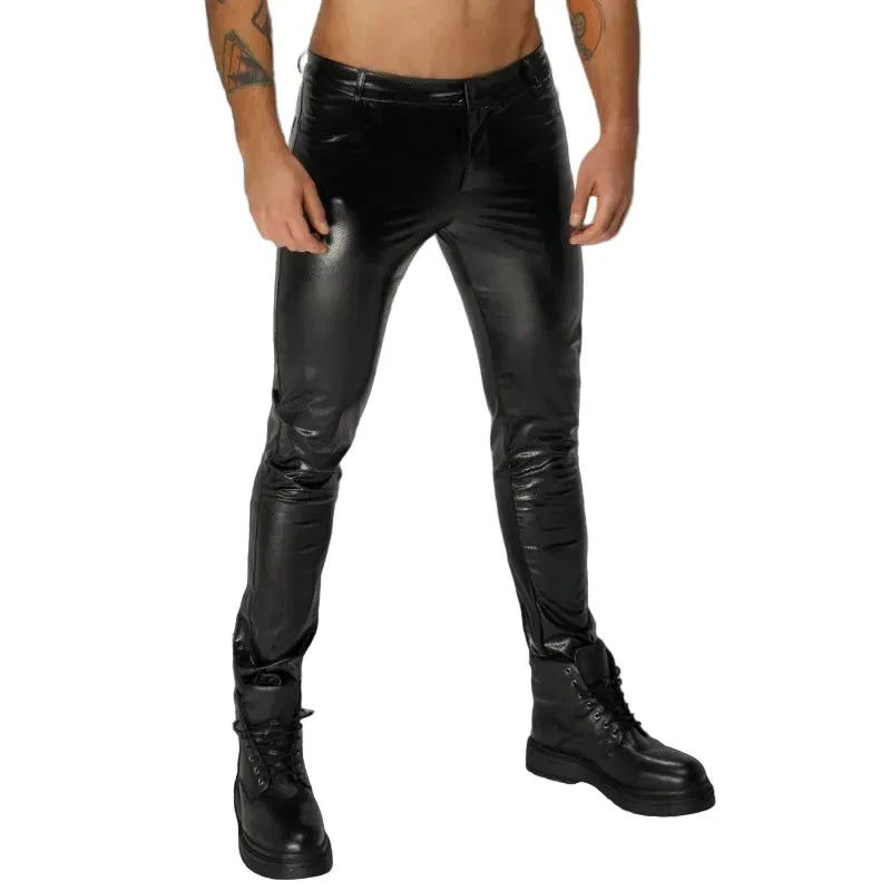 Snake Wetlook Long Pants with Back Pockets
