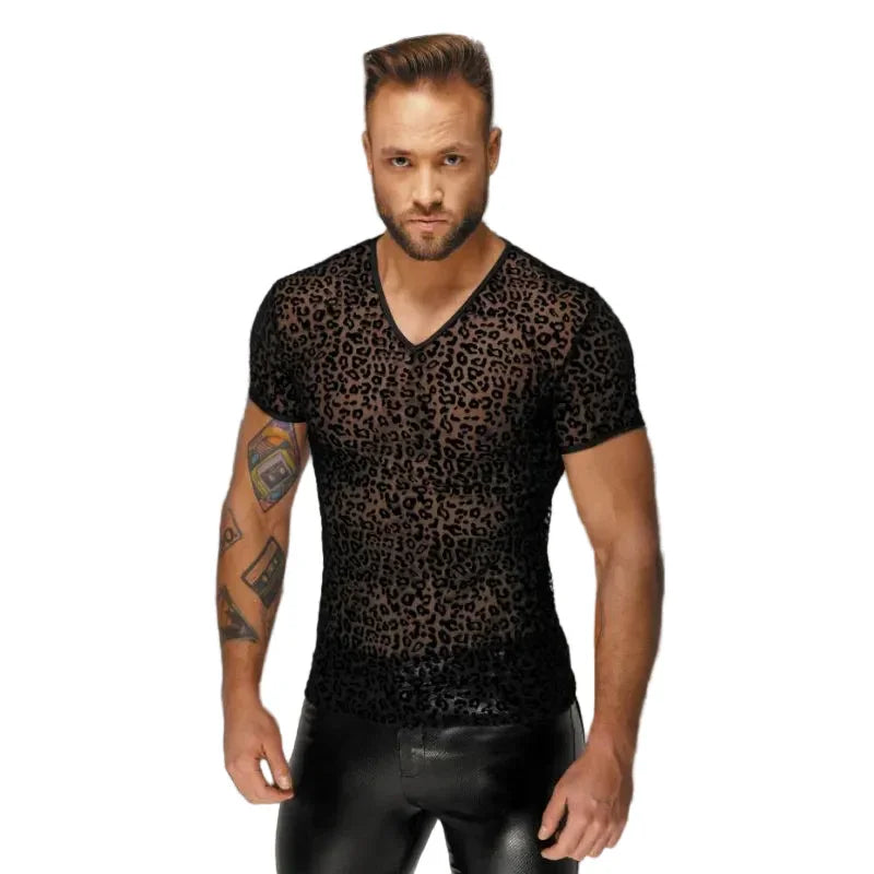 Leopard Flock V-Neck T-Shirt