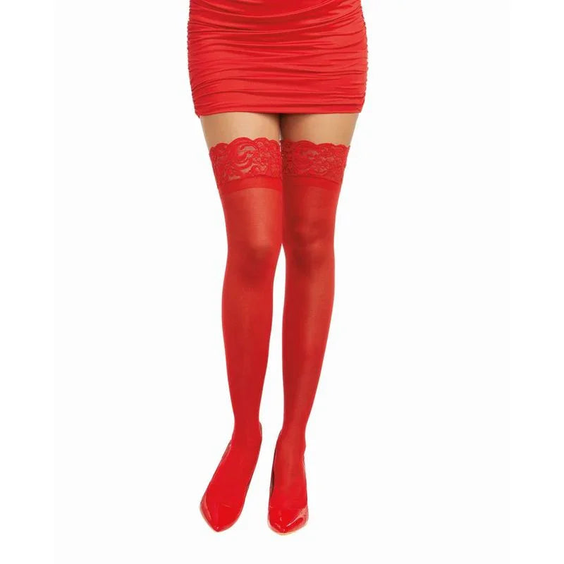 Dreamgirl Lace Top Thigh High Stockings Black - Take A Peek