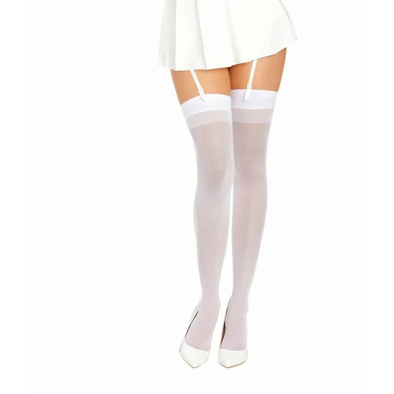 Dreamgirl Back Seam Sheer Thigh High Stockings Black - Take A Peek