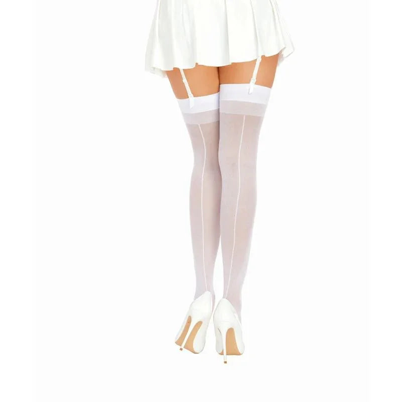 Dreamgirl Back Seam Sheer Thigh High Stockings Black - Take A Peek