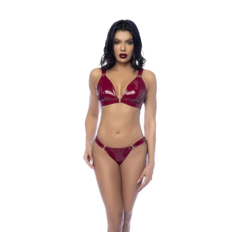Wet Look Vinyl 2 Pc Set Gloss Wine