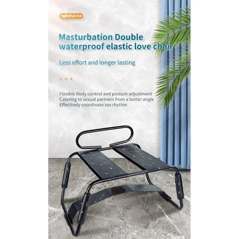 Sex Chair Adjustable Height Black w Handle and Arch Bridge - Take A Peek