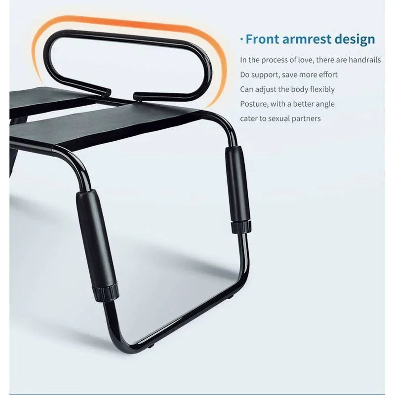 Sex Chair Adjustable Height Black w Handle and Arch Bridge - Take A Peek