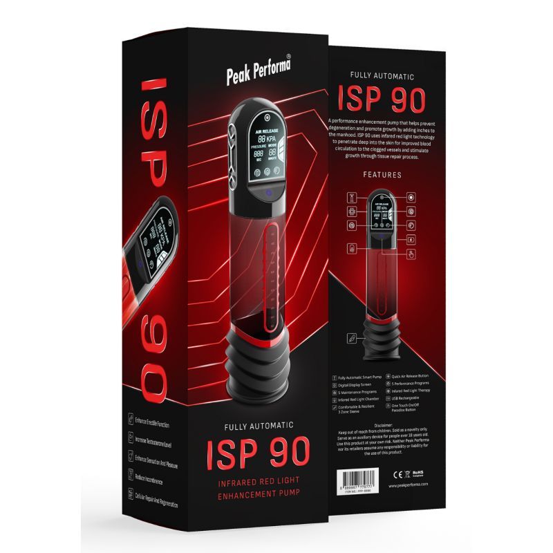 ISP90 Curve Infrared Automatic LCD Penis Pump Red - Take A Peek