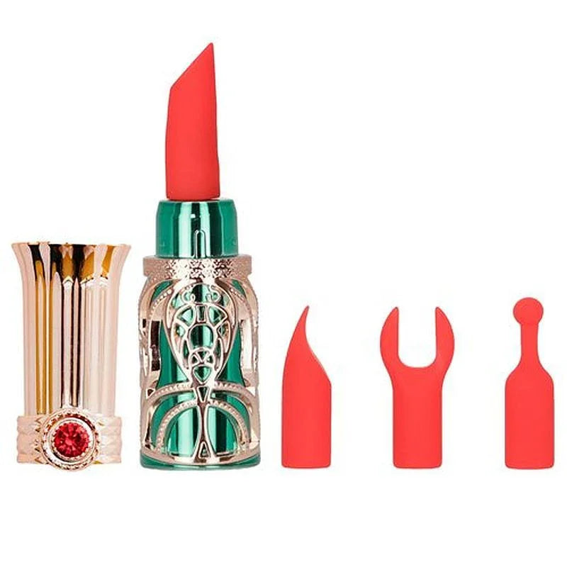 Emerald Kiss 4 In 1 Lipstick Vibrator - Take A Peek