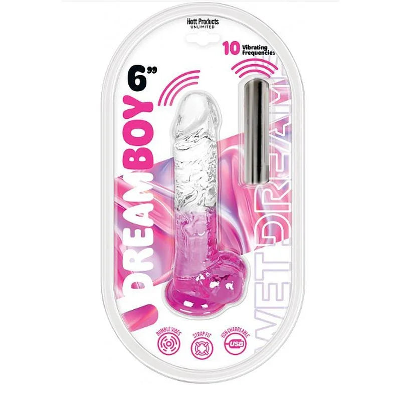 Jelly Vibrator Dream Boy USB 6in Pink - Take A Peek