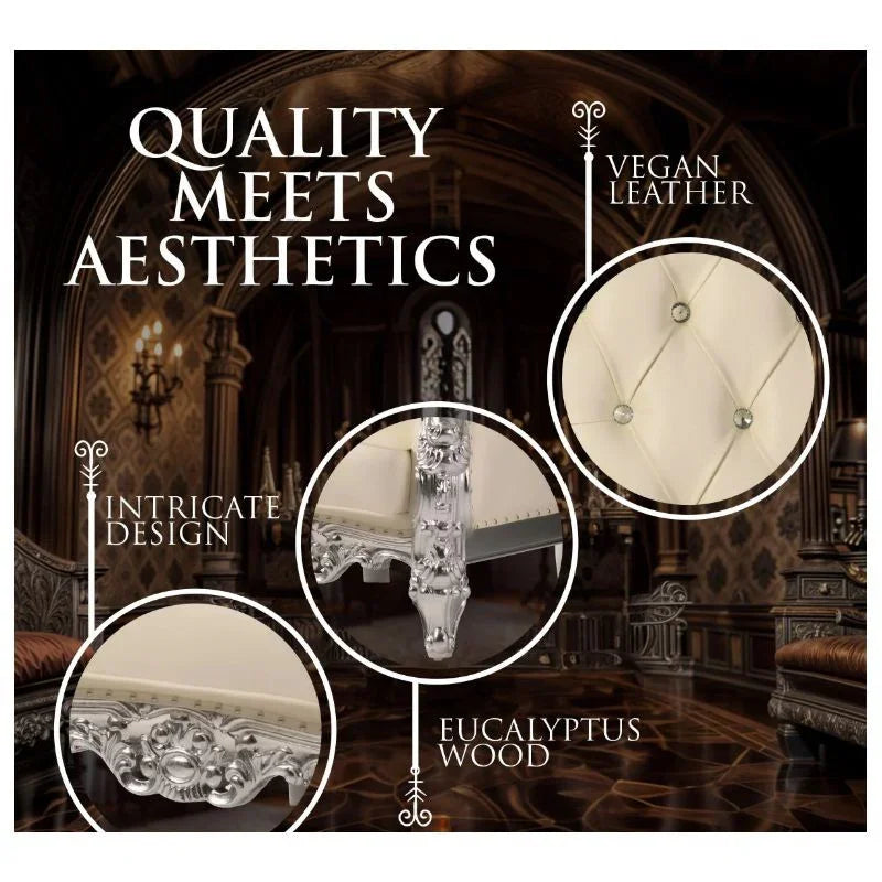 Domina Throne Chair Silver Frame Cream Cushion - Take A Peek