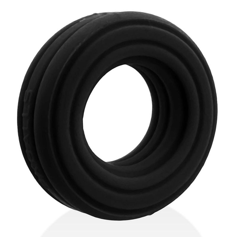 Roto Grooved Gripper Ribbed Cockring Black