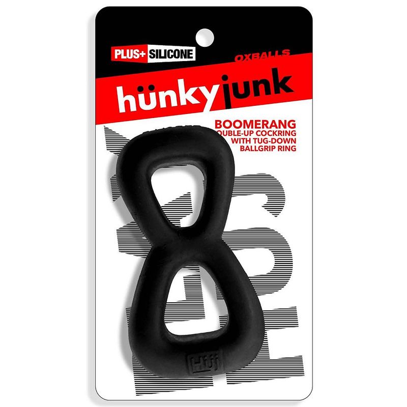 Boomerang Double Cockring Ball Stretcher Black