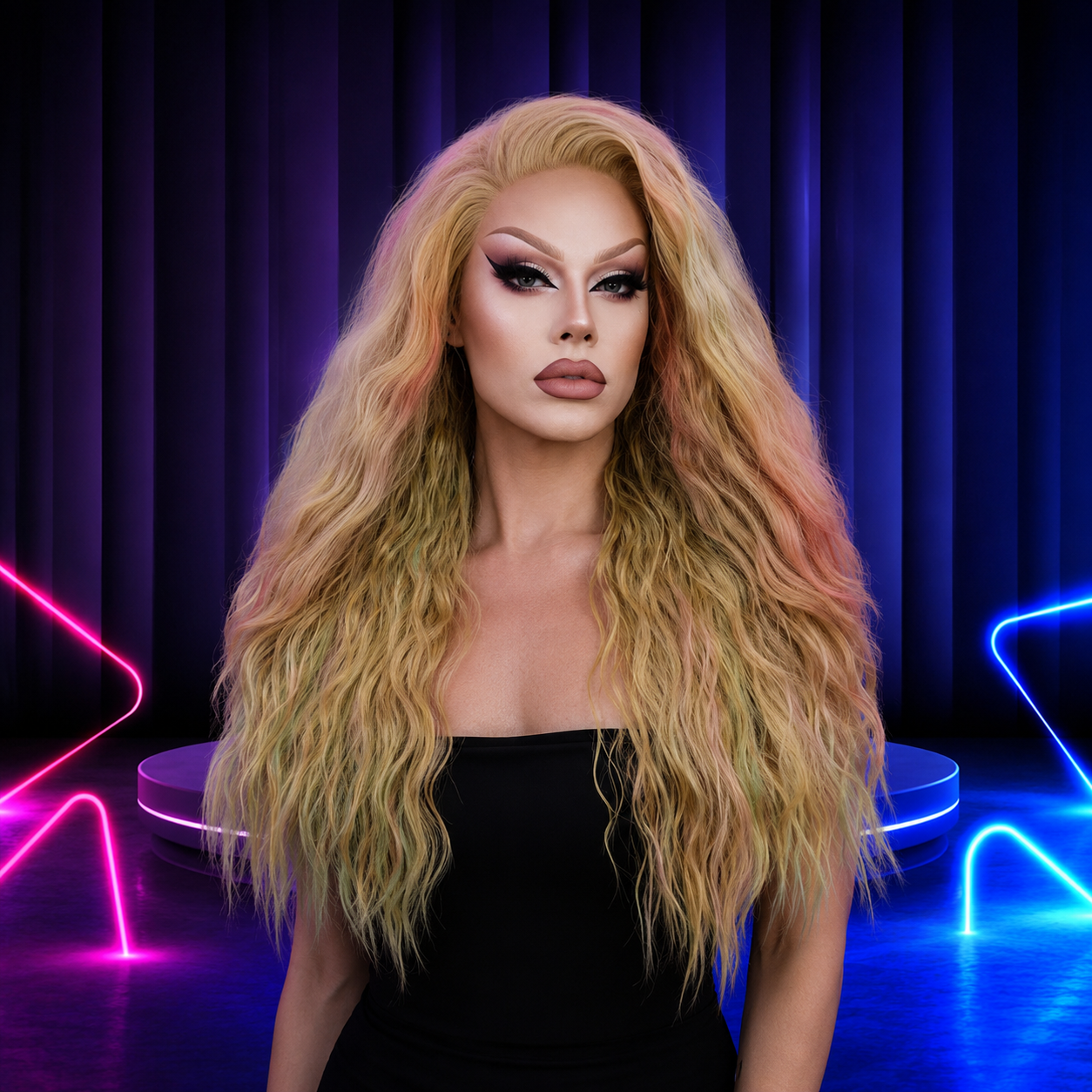 Premium lace front wig for drag queens in Australia with natural hairline and volume.
