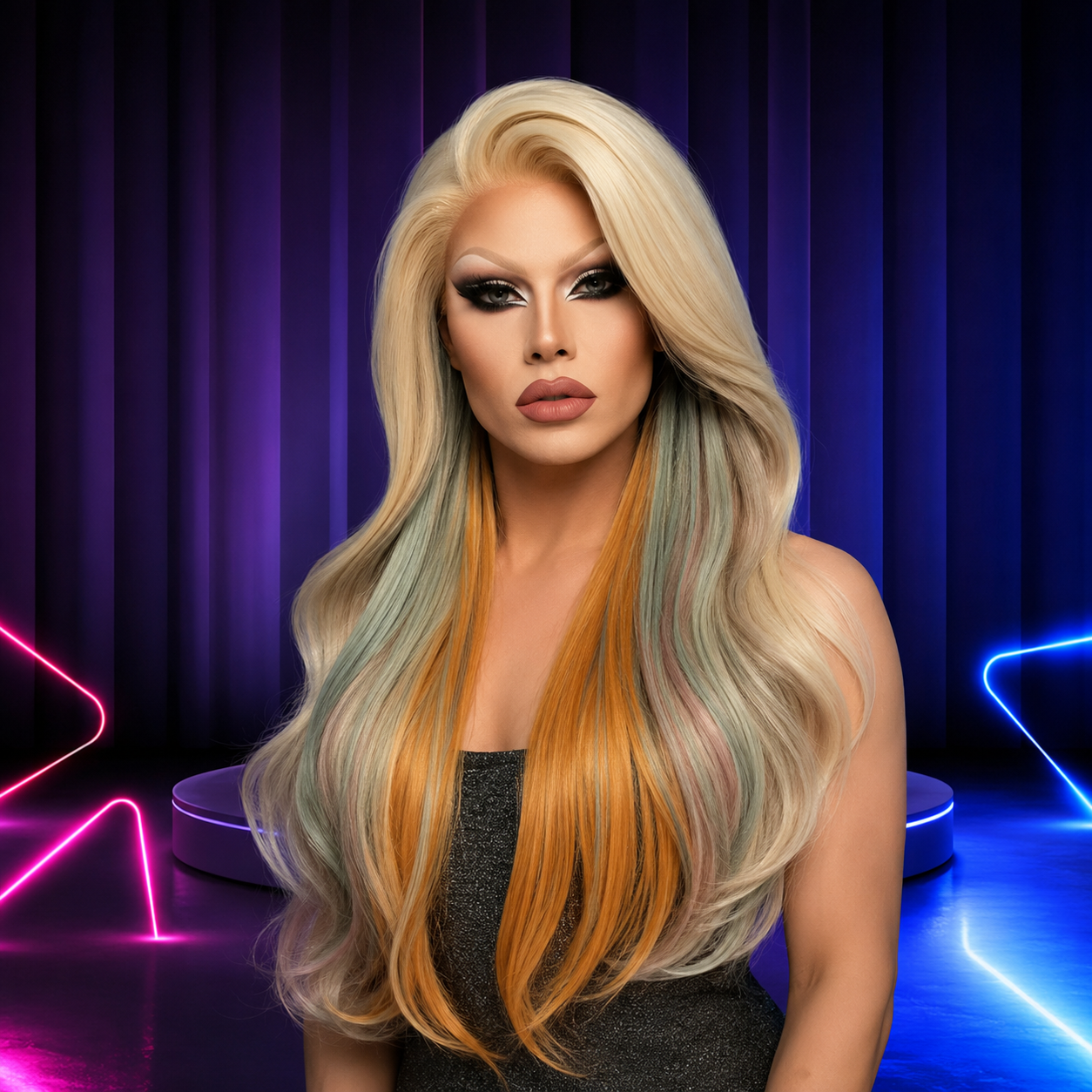 Premium lace front wig for drag queens in Australia with natural hairline and volume.
