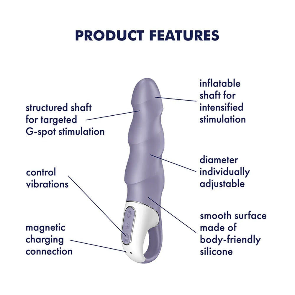 Satisfyer Air Pump Vibrator 1 - Lilac USB Rechargeable Inflatable Vibrator - Take A Peek