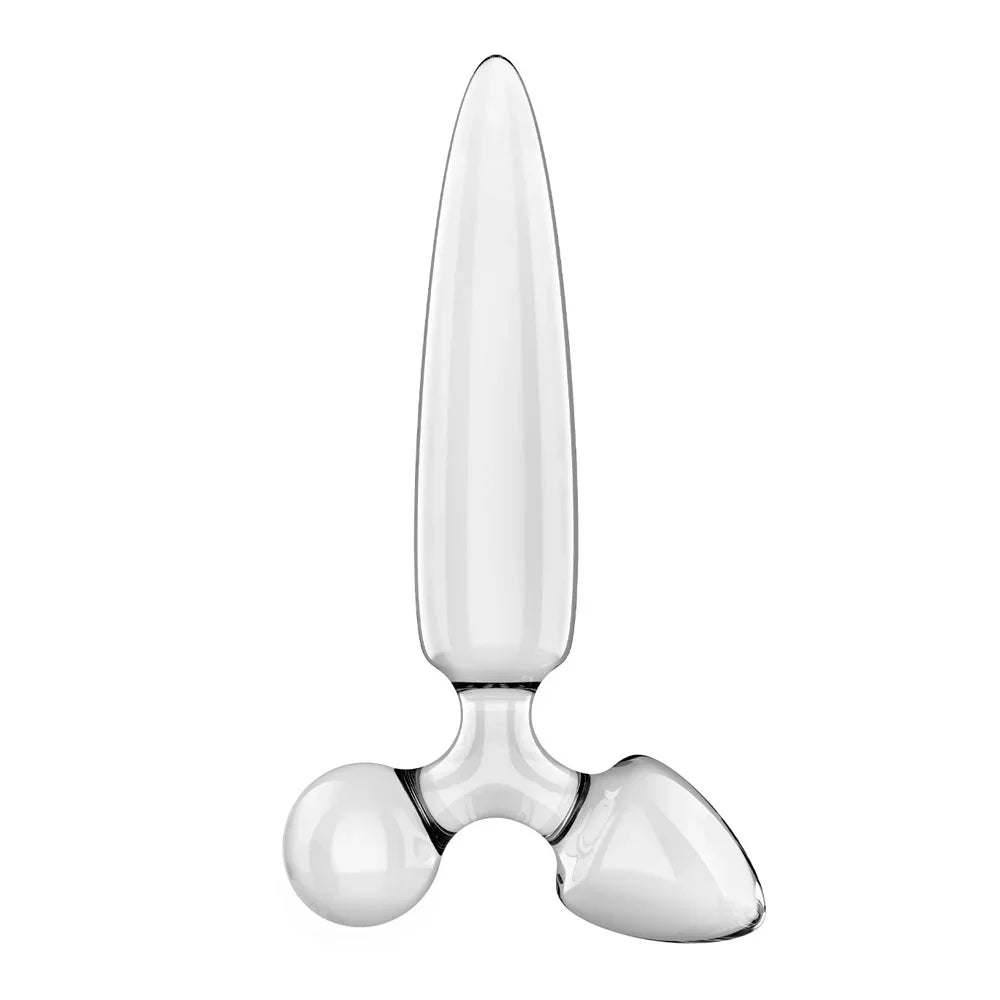 Satisfyer Triple Crystal 1 - - Glass 3-in-1 Butt Plug - Take A Peek