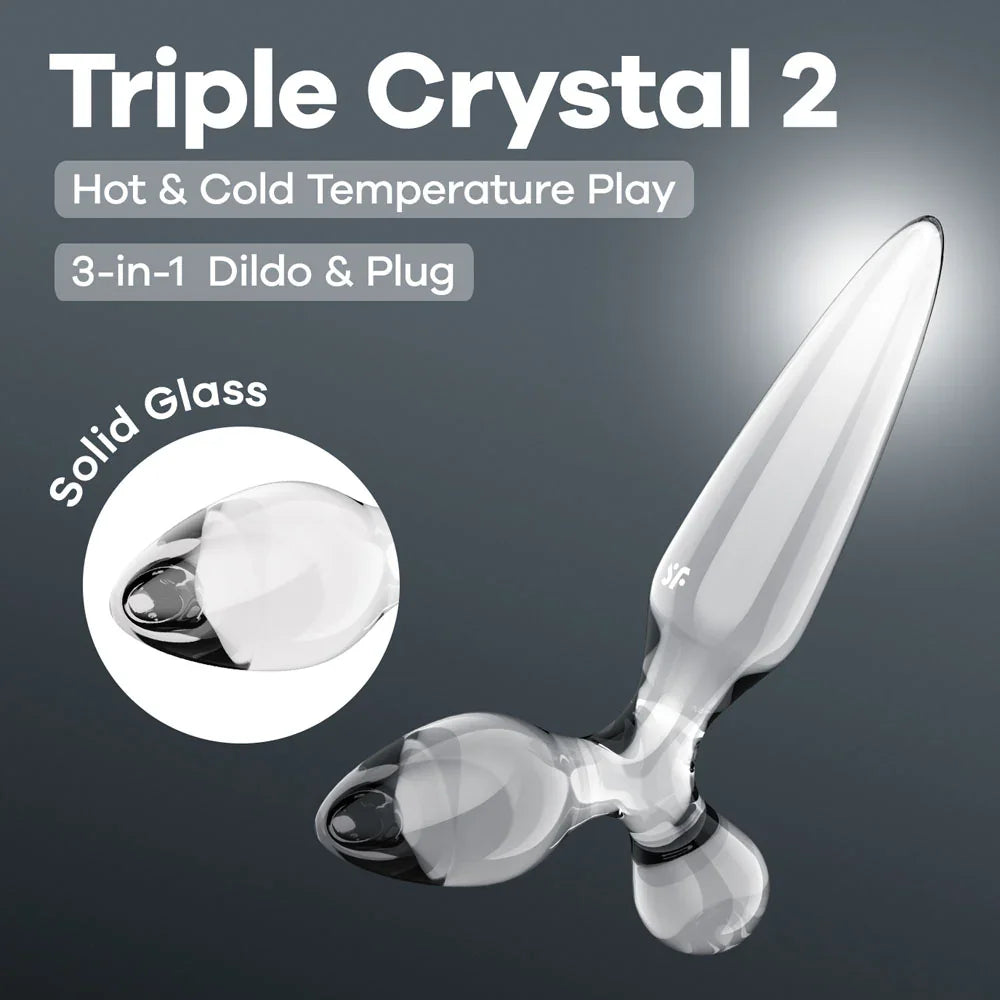 Satisfyer Triple Crystal 2 - - Glass 3-in-1 Butt Plug - Take A Peek