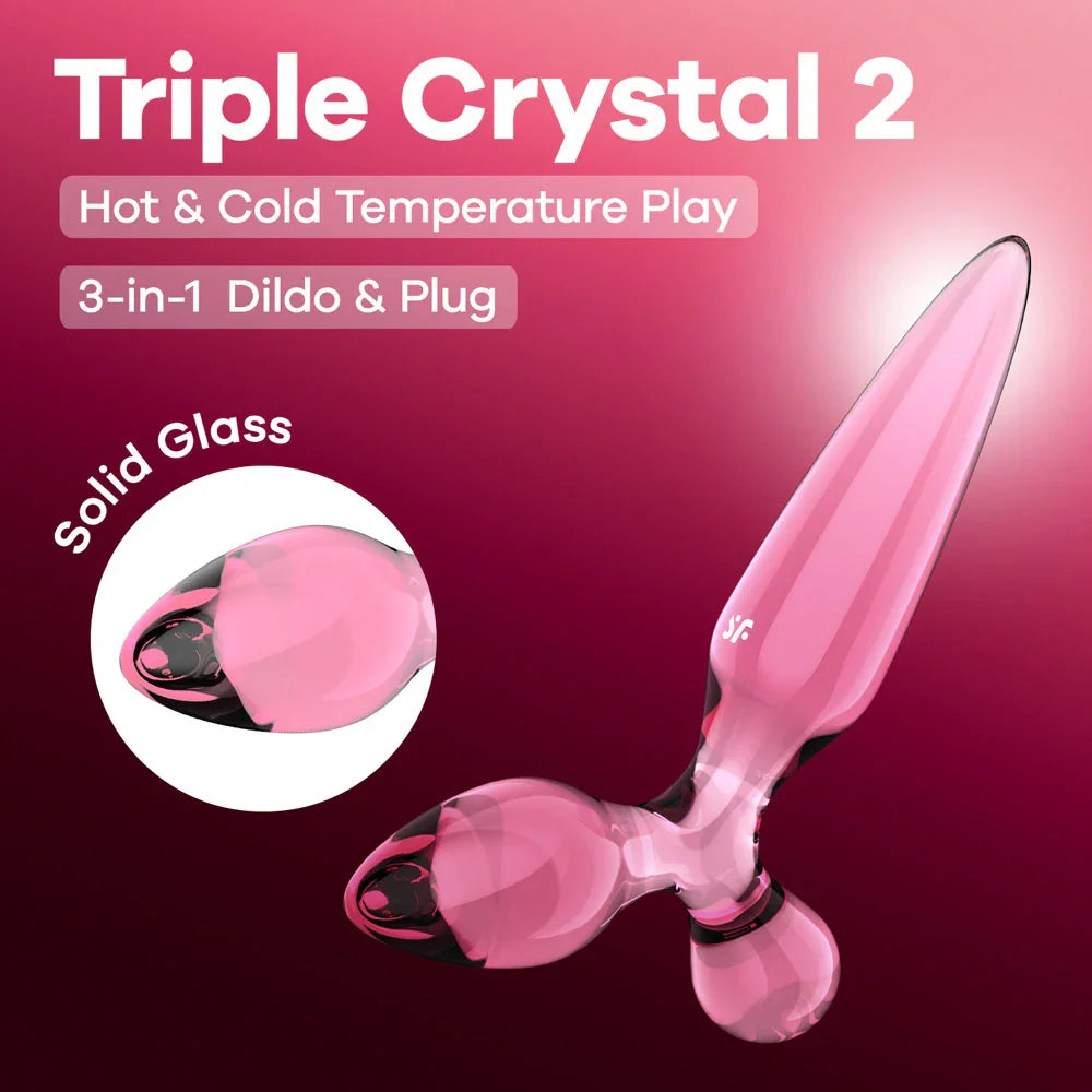 Satisfyer Triple Crystal 2 - - Glass 3-in-1 Butt Plug - Take A Peek