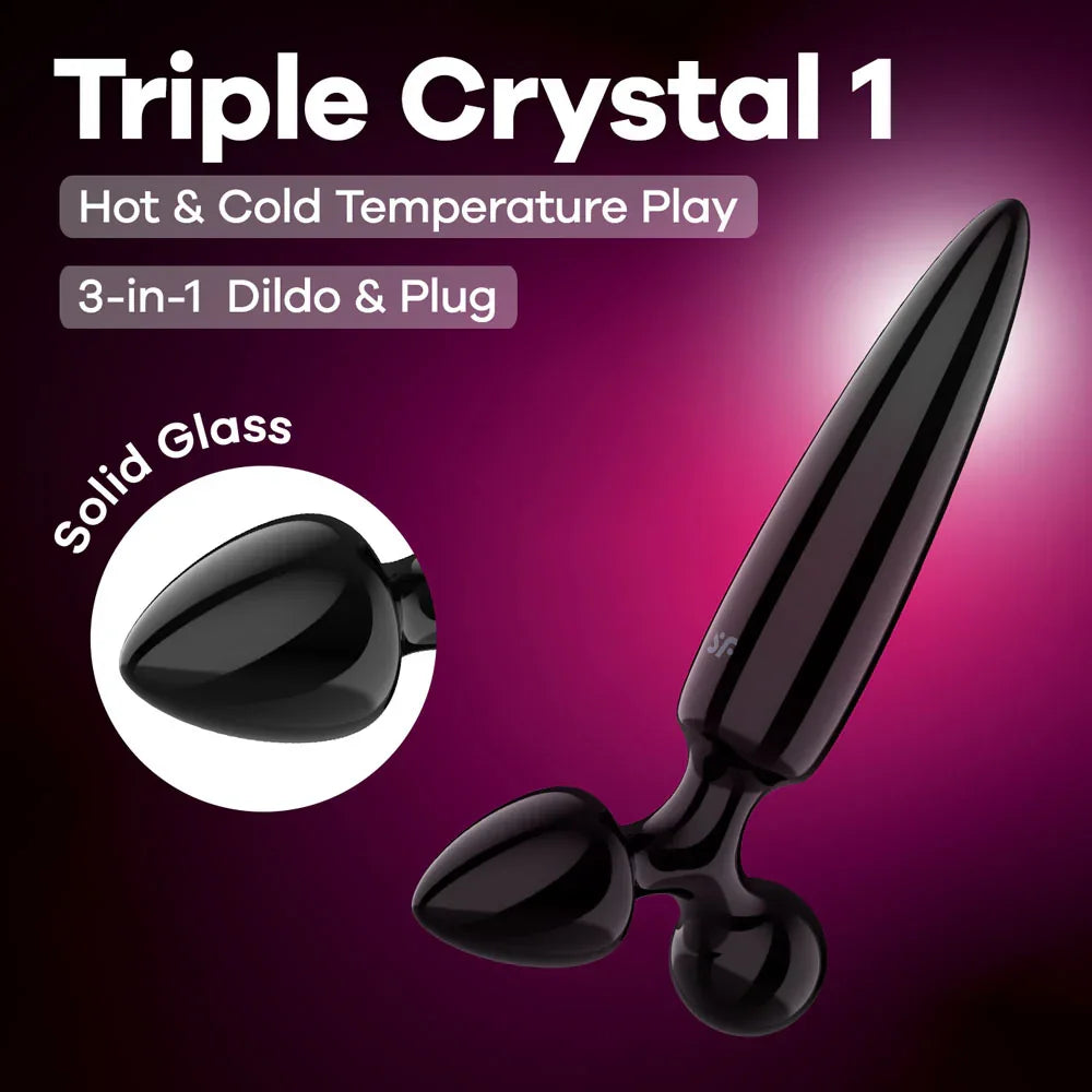 Satisfyer Triple Crystal 1 - - Glass 3-in-1 Butt Plug - Take A Peek
