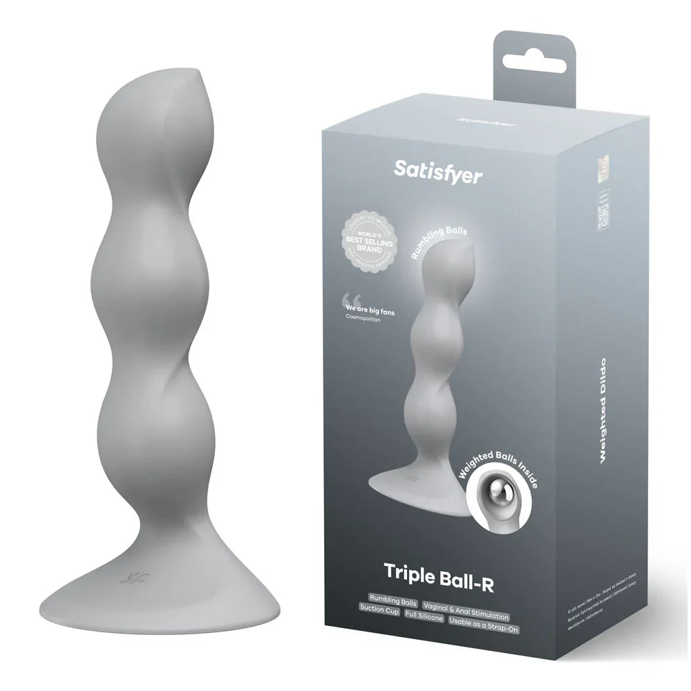 Satisfyer Triple Ball-R - Grey - Grey Beaded Anal Plug - Take A Peek