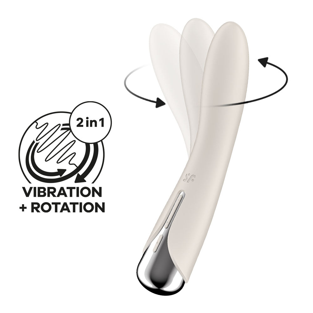 Satisfyer Spinning Vibe 1 - Beige - Beige 17.8 cm USB Rechargeable Rotating Vibrator - Take A Peek