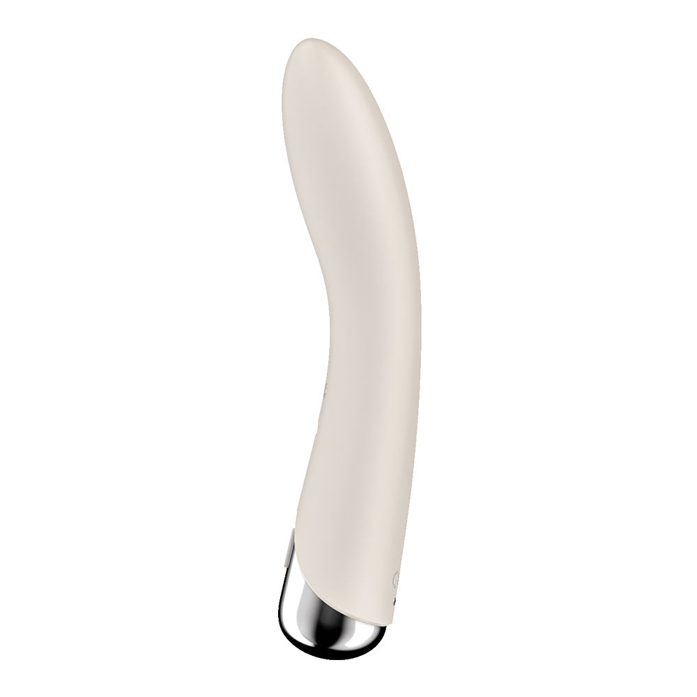 Satisfyer Spinning Vibe 1 - Beige - Beige 17.8 cm USB Rechargeable Rotating Vibrator - Take A Peek