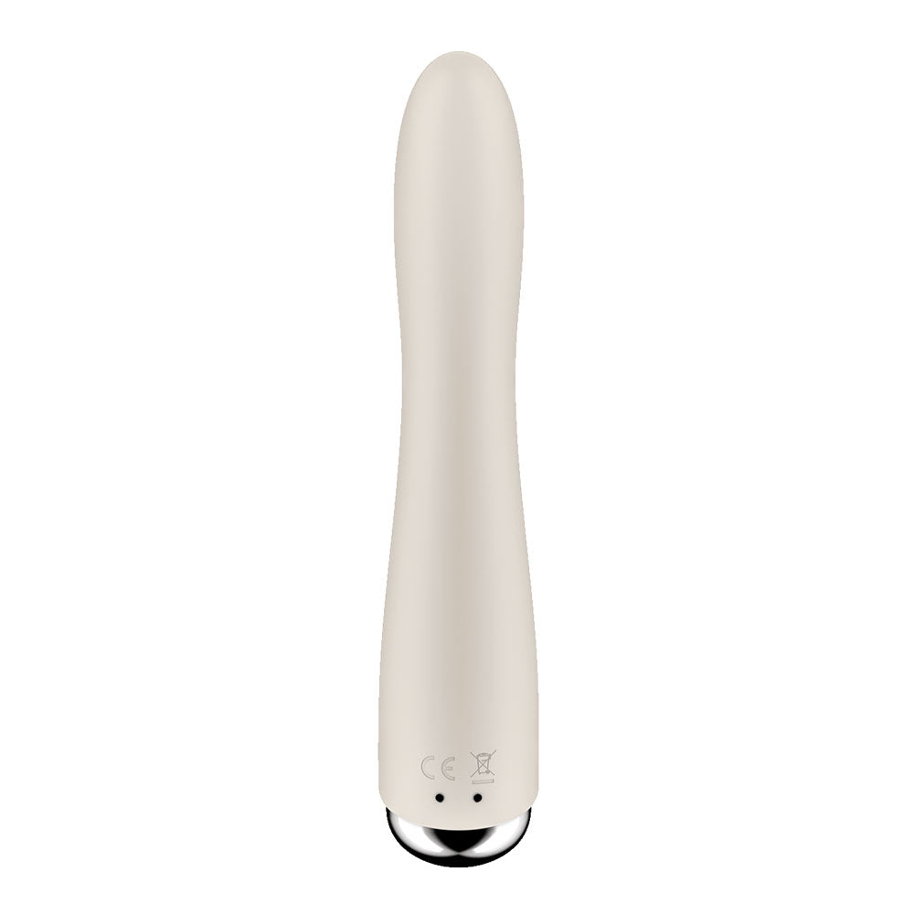 Satisfyer Spinning Vibe 1 - Beige - Beige 17.8 cm USB Rechargeable Rotating Vibrator - Take A Peek