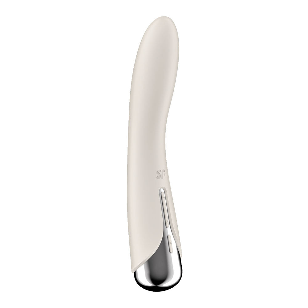 Satisfyer Spinning Vibe 1 - Beige - Beige 17.8 cm USB Rechargeable Rotating Vibrator - Take A Peek