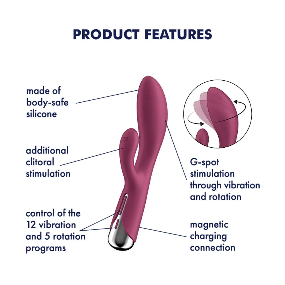 Satisfyer Spinning Rabbit 1 - - 20 cm USB Rechargeable Rotating Rabbit Vibrator - Take A Peek
