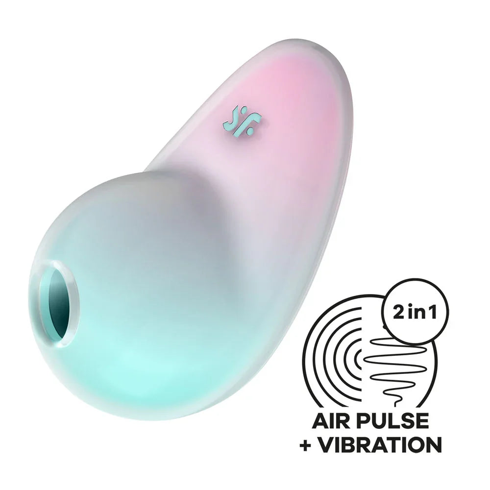 Satisfyer Pixie Dust - Mint/Pink - Mint/Pink USB Rechargeable Vibrating Air Pulse Stimulator - Take A Peek