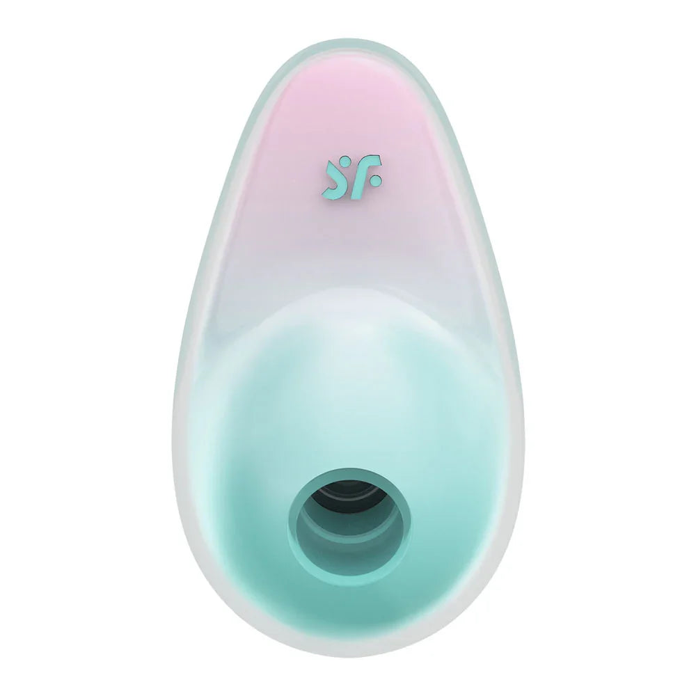 Satisfyer Pixie Dust - Mint/Pink - Mint/Pink USB Rechargeable Vibrating Air Pulse Stimulator - Take A Peek