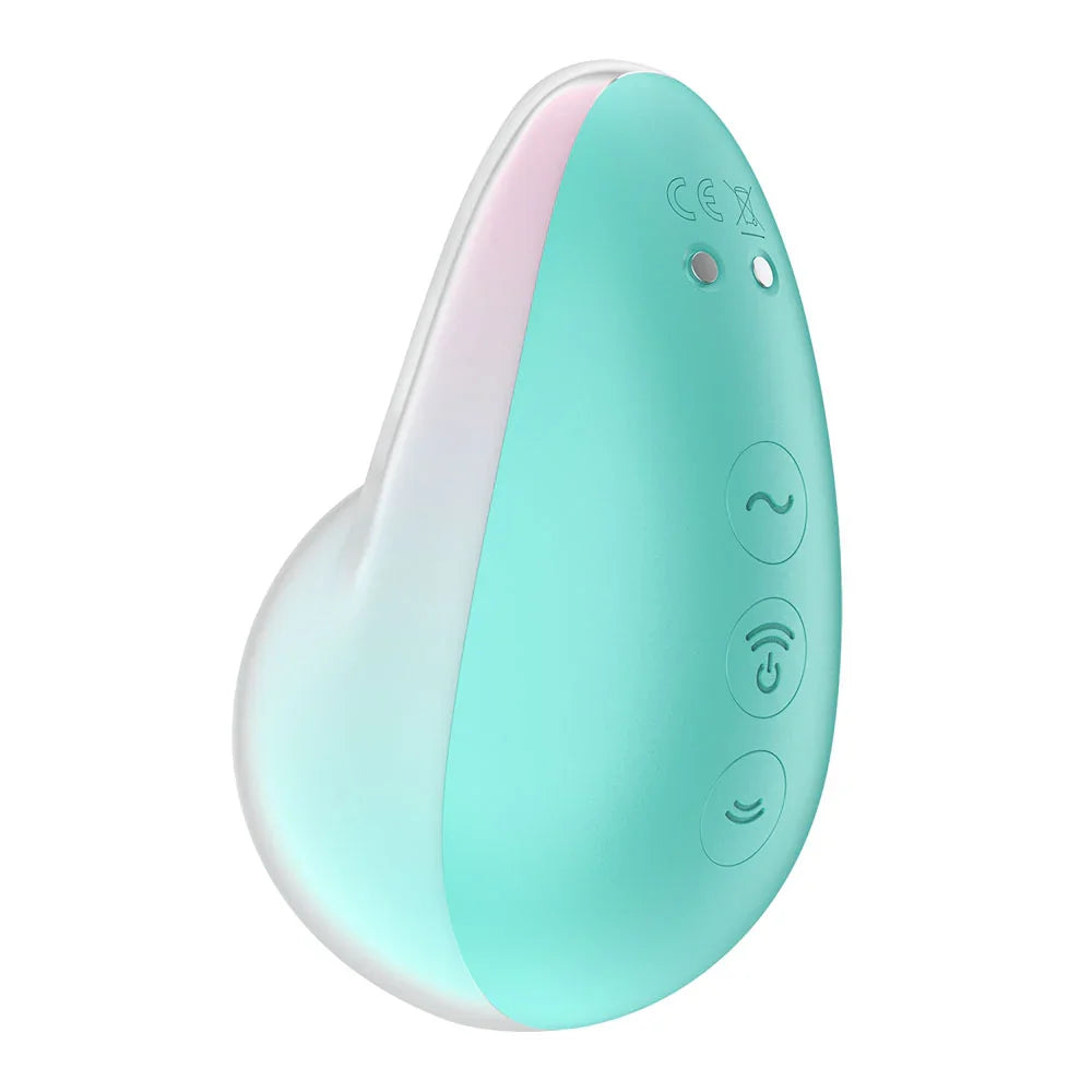 Satisfyer Pixie Dust - Mint/Pink - Mint/Pink USB Rechargeable Vibrating Air Pulse Stimulator - Take A Peek