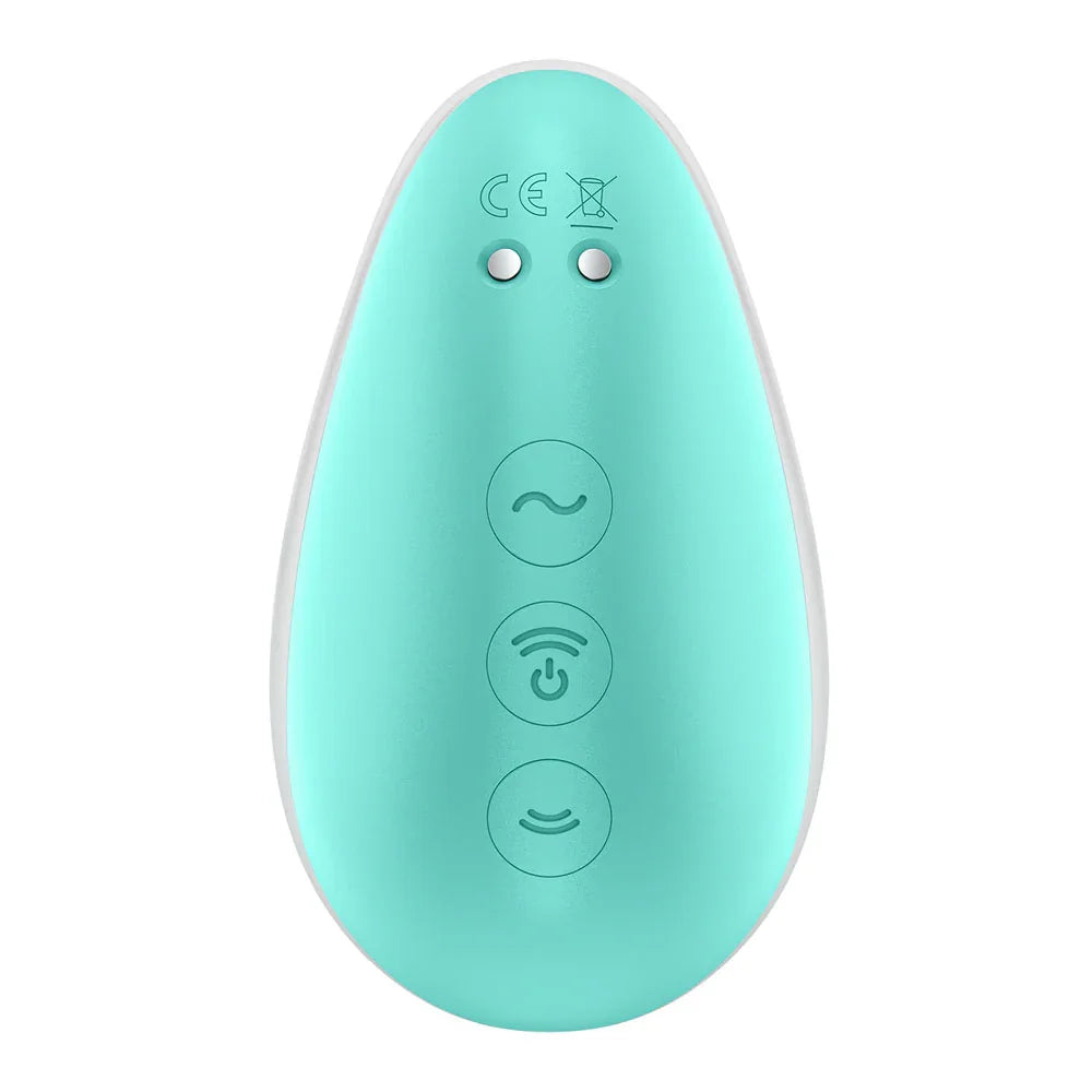 Satisfyer Pixie Dust - Mint/Pink - Mint/Pink USB Rechargeable Vibrating Air Pulse Stimulator - Take A Peek