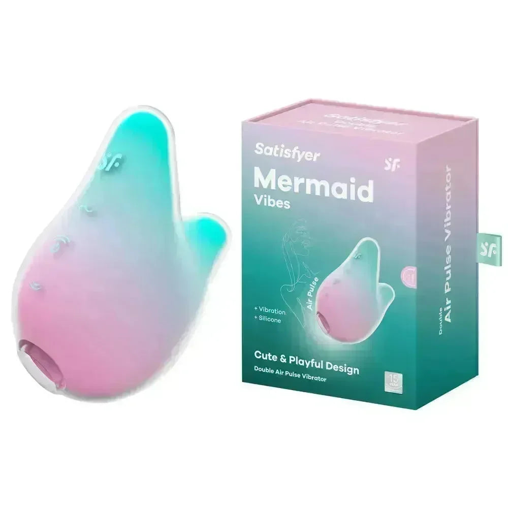 Satisfyer Mermaid Vibes - Mint/Pink - Mint/Pink USB Rechargeable Air Pulse Stimulator - Take A Peek