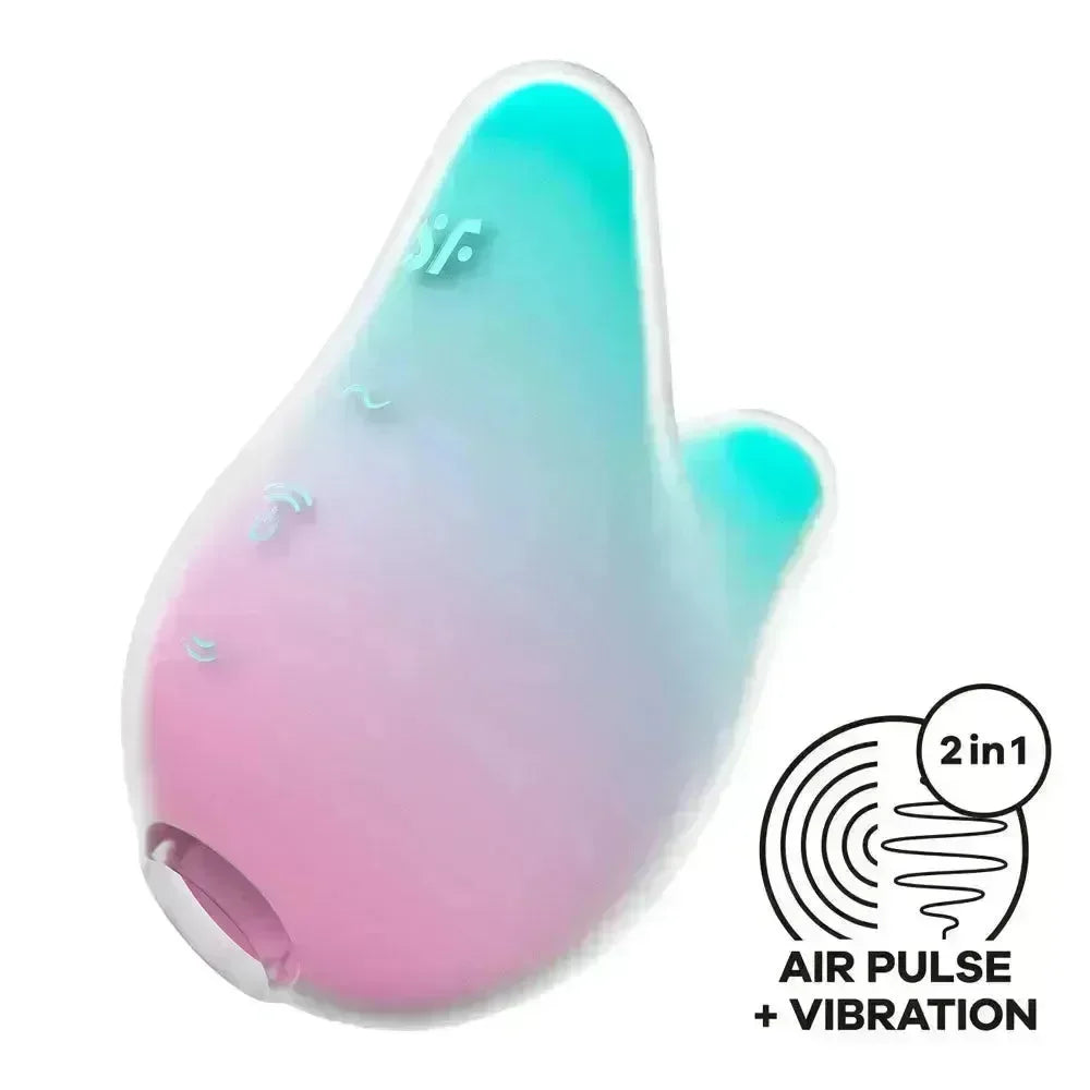Satisfyer Mermaid Vibes - Mint/Pink - Mint/Pink USB Rechargeable Air Pulse Stimulator - Take A Peek