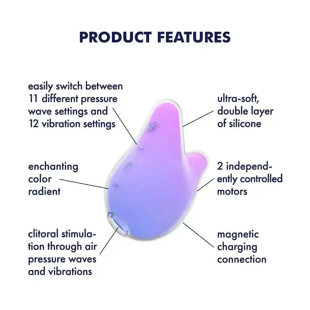 Satisfyer Mermaid Vibes - Violet/Pink - Violet/Pink USB Rechargeable Air Pulse Stimulator - Take A Peek