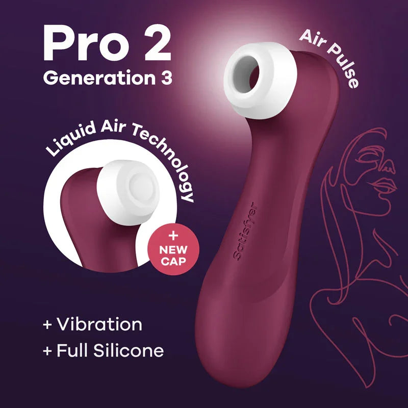 Satisfyer Pro 2 Generation 3 - Wine - Wine Touch-Free USB-Rechargeable Clitoral Stimulator - Take A Peek