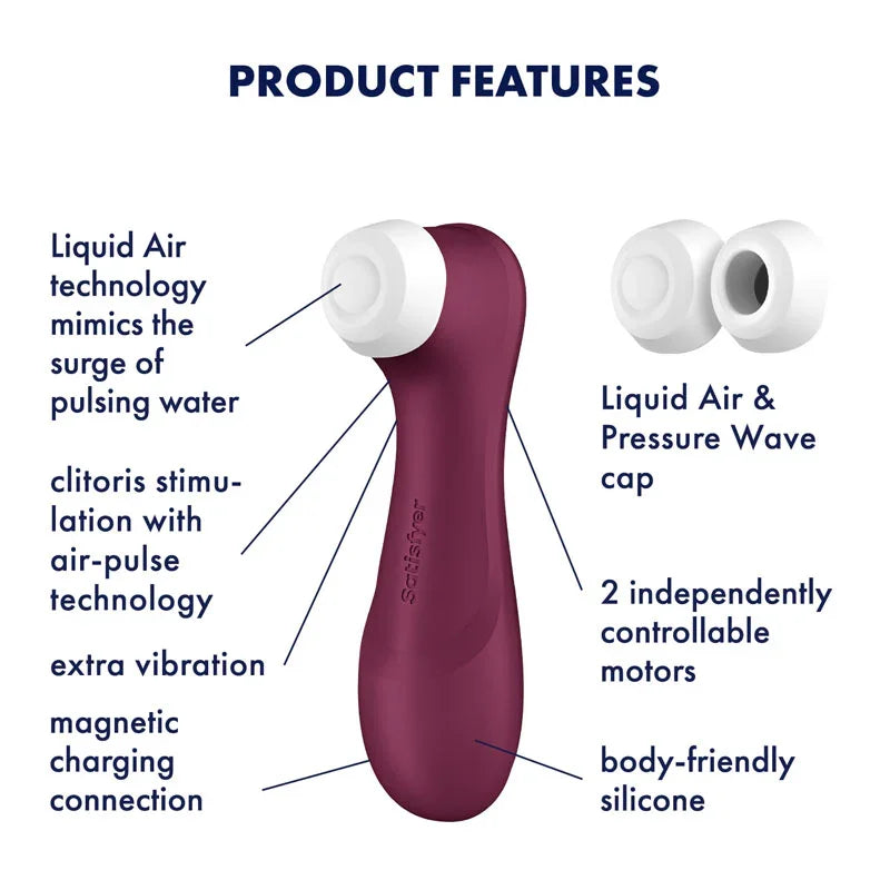 Satisfyer Pro 2 Generation 3 - Wine - Wine Touch-Free USB-Rechargeable Clitoral Stimulator - Take A Peek