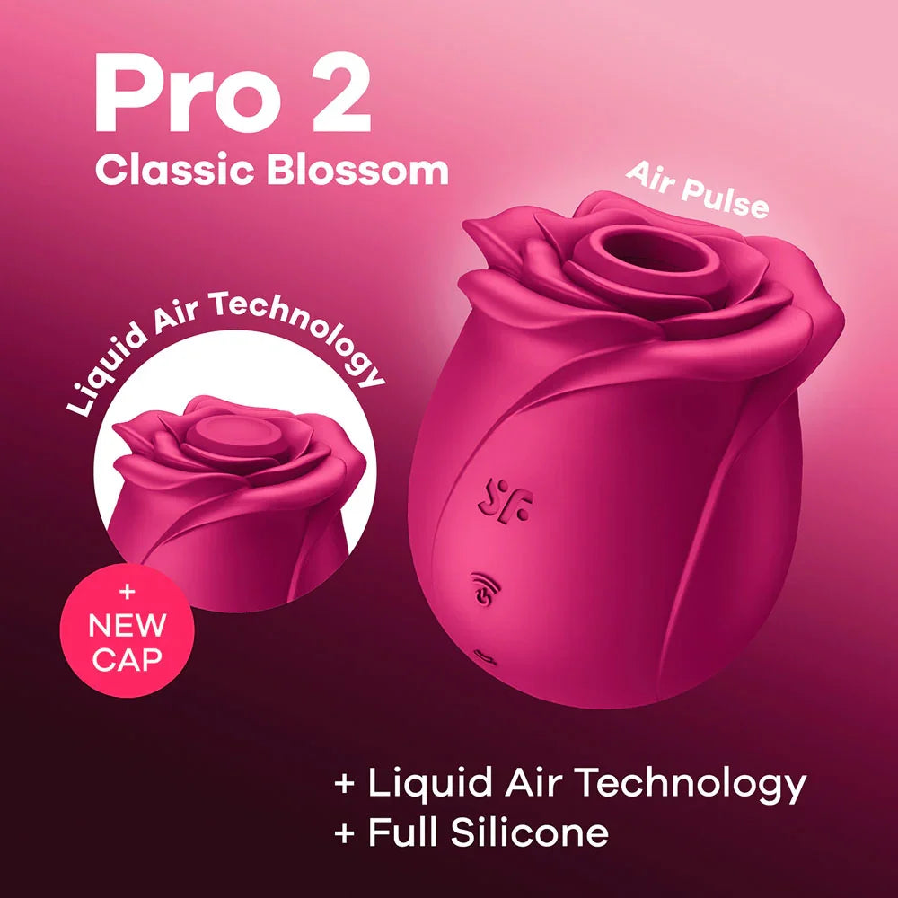 Satisfyer Pro 2 Classic Blossom - USB Rechargeable Air Pulse Rose Stimulator - Take A Peek