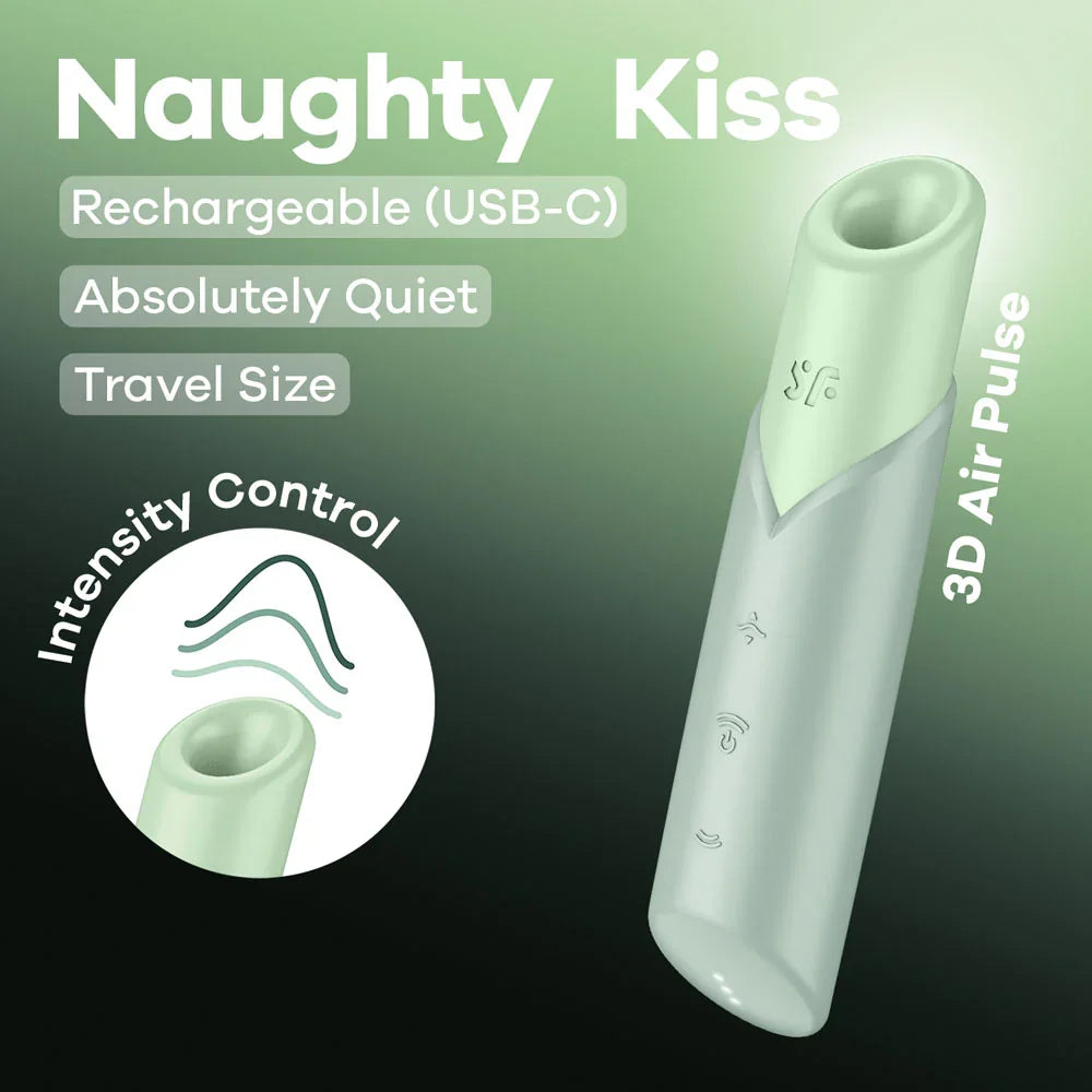 Satisfyer Naughty Kiss - Mint USB Rechargeable Air Pulse Stimulator - Take A Peek