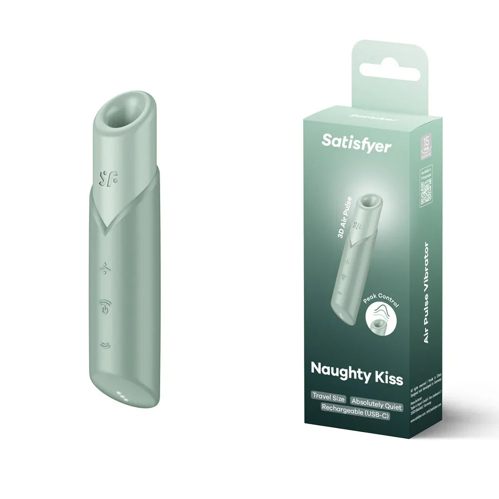 Satisfyer Naughty Kiss - Mint USB Rechargeable Air Pulse Stimulator - Take A Peek