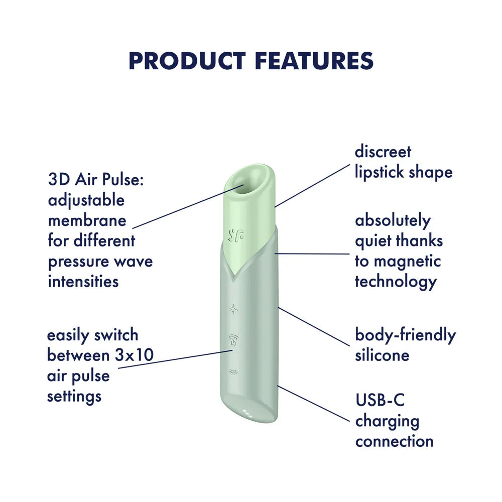 Satisfyer Naughty Kiss - Mint USB Rechargeable Air Pulse Stimulator - Take A Peek