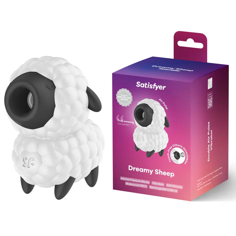 Satisfyer Dreamy Sheep - /Black USB Rechargeable Vibrating Air Pulse Stimulator - Take A Peek