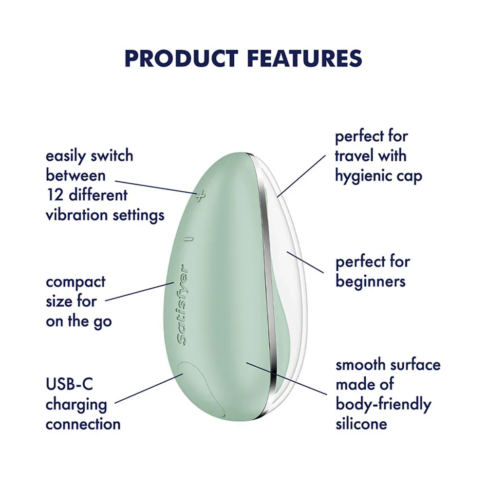 Satisfyer Drop To Go - Mint - Mint USB Rechargeable Clitoral Stimulator - Take A Peek