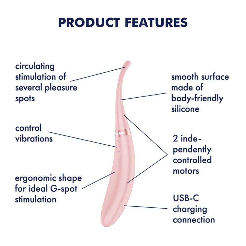 Satisfyer Tip Tease - Rose - Rose USB Rechargeable Vibrator with Twirling Tip - Take A Peek