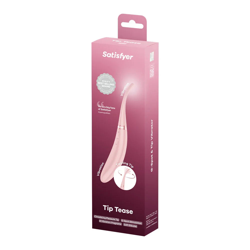 Satisfyer Tip Tease - Rose - Rose USB Rechargeable Vibrator with Twirling Tip - Take A Peek