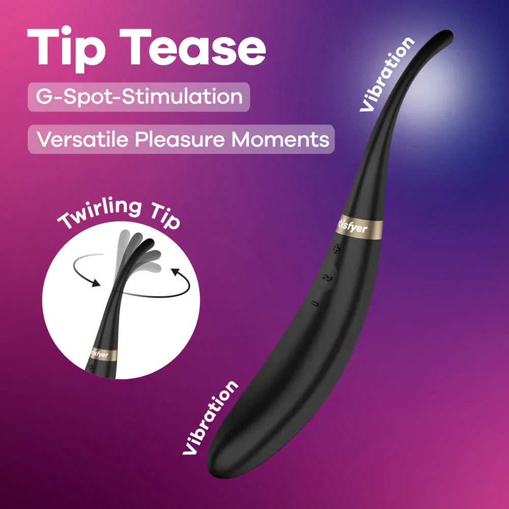 Satisfyer Tip Tease - - USB Rechargeable Vibrator with Twirling Tip - Take A Peek