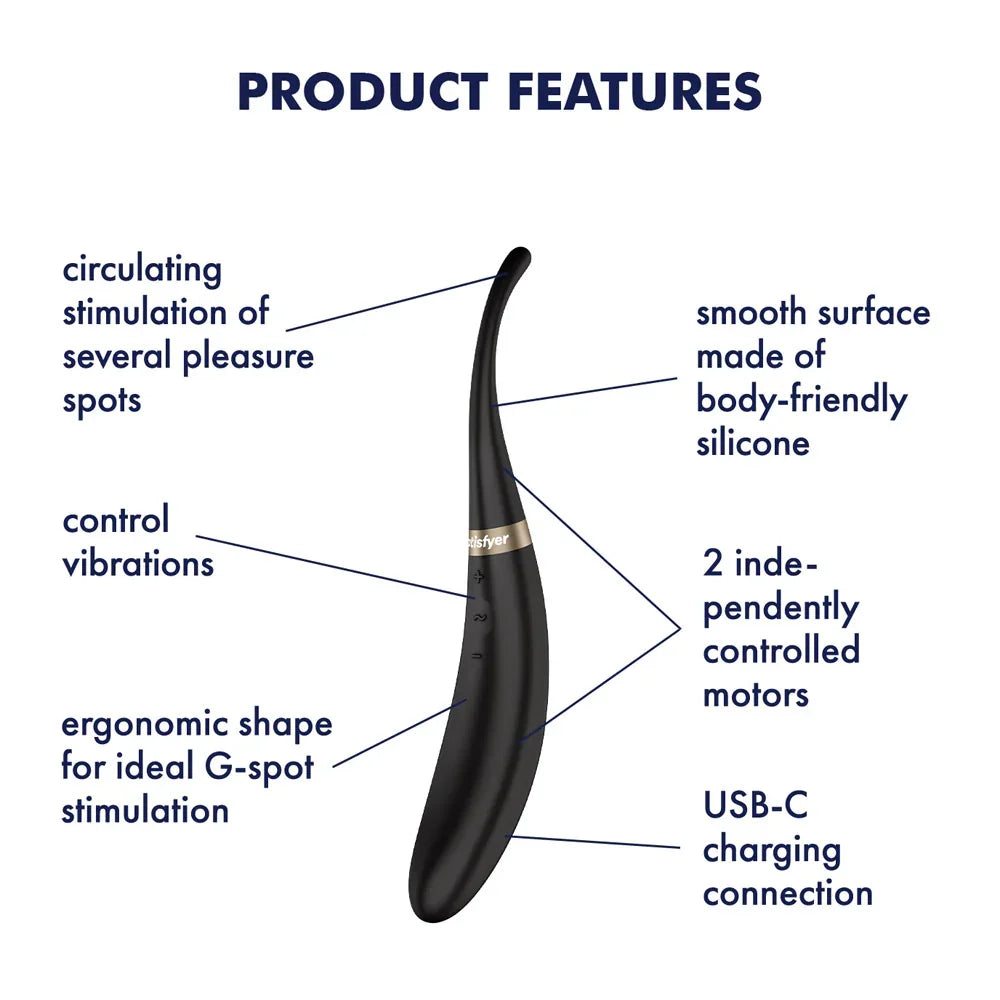 Satisfyer Tip Tease - - USB Rechargeable Vibrator with Twirling Tip - Take A Peek