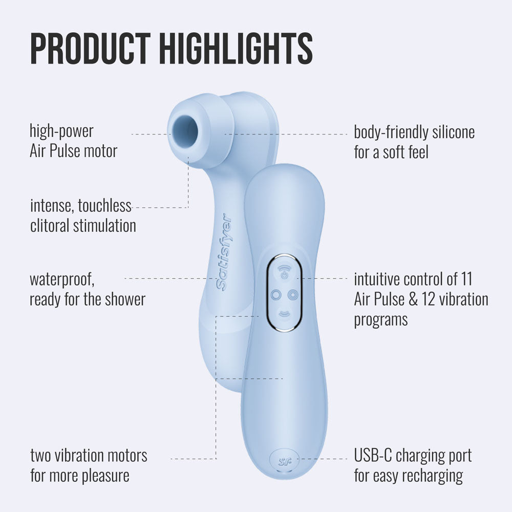 Satisfyer Pro 2 Generation 4 - Serene - Touch-Free USB-C Rechargeable Clitoral Stimulator with App Control - Take A Peek