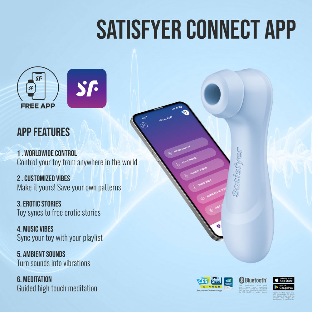 Satisfyer Pro 2 Generation 4 - Serene - Touch-Free USB-C Rechargeable Clitoral Stimulator with App Control - Take A Peek