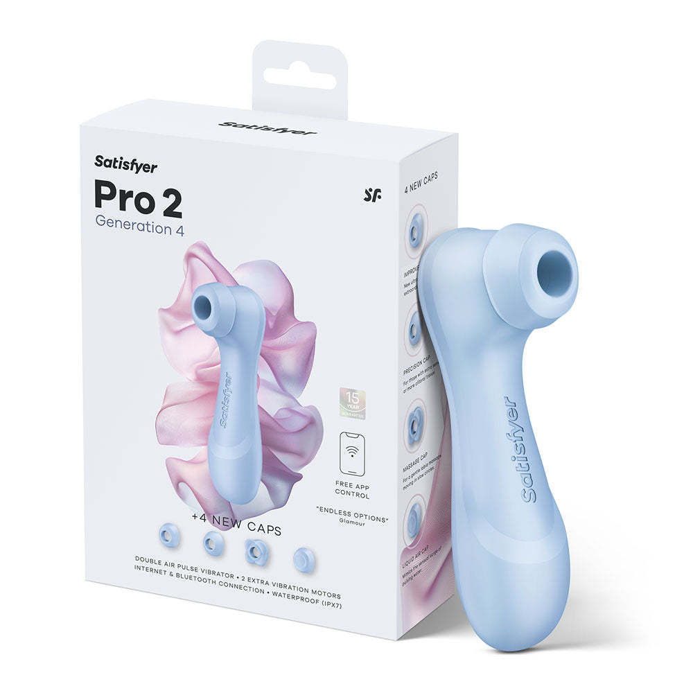 Satisfyer Pro 2 Generation 4 - Serene - Touch-Free USB-C Rechargeable Clitoral Stimulator with App Control - Take A Peek