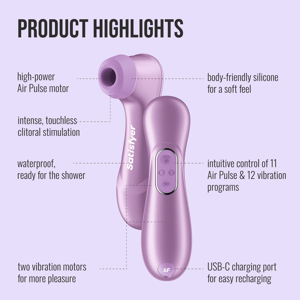 Satisfyer Pro 2 Generation 4 - Amethyst - Amethyst Touch-Free USB-C Rechargeable Clitoral Stimulator with App Control - Take A Peek